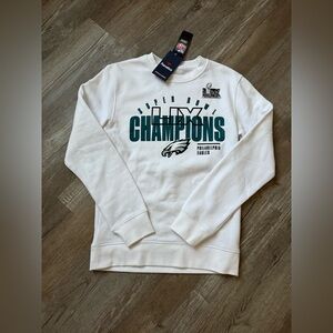 Philadelphia Eagles Sweatshirt Crewneck Pullover Fleece White Green Size XS S